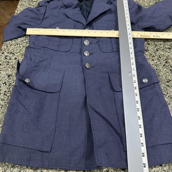 Vintage Military Jacket Mens 39L Button Front Four Pocket Epaulets 90s FLAW - Picture 3 of 8